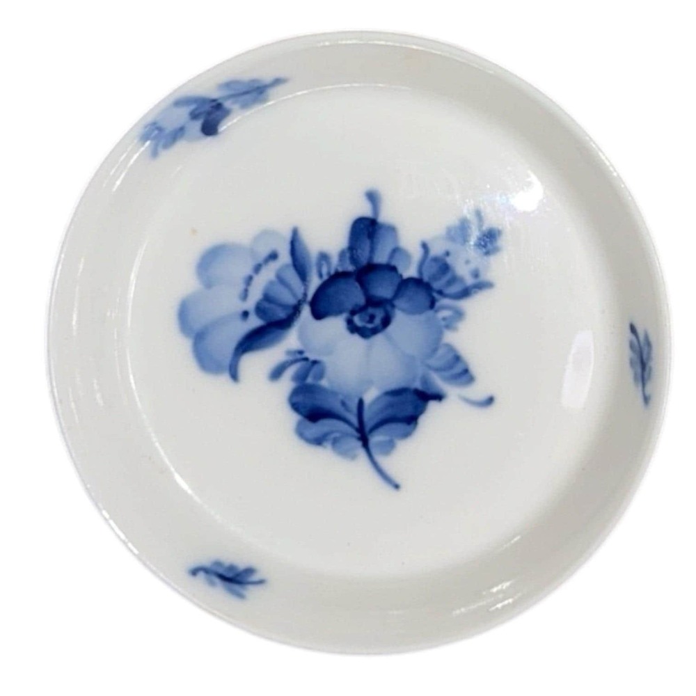Royal Copenhagen Denmark 2422 Hand‑Painted Blue Floral Open Salt Bowl – 3.5"